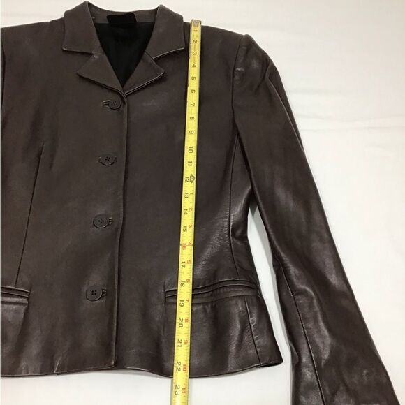 Trussardi Collezione Pelle Brown Leather Blazer Jacket Size 44 - Picture 9 of 16